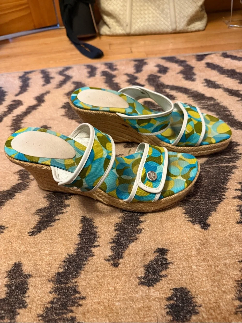 Celine en toile vert taille Multicolor Espadrille Wedge Sandals